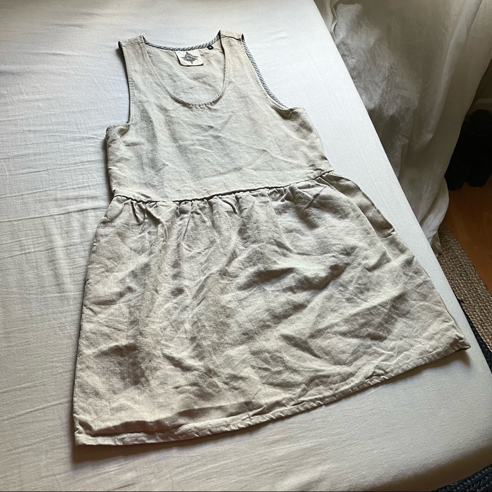 Jungmaven beige sleeveless hemp mini dress